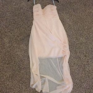 High Low Strapless Blush Bridesmaid Dress